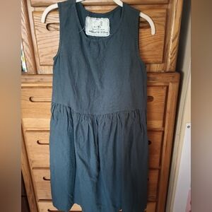 Not Perfect Linen Midi Smock Dress XS Dark Grey Blue